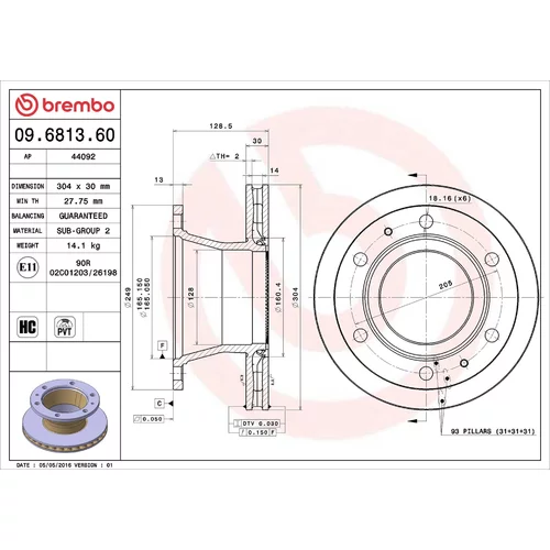 Brzdový kotúč BREMBO 09.6813.60