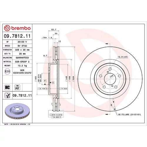 Brzdový kotúč BREMBO 09.7812.11