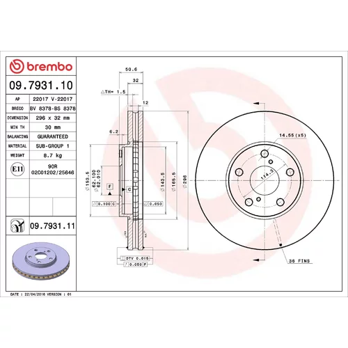 Brzdový kotúč BREMBO 09.7931.10