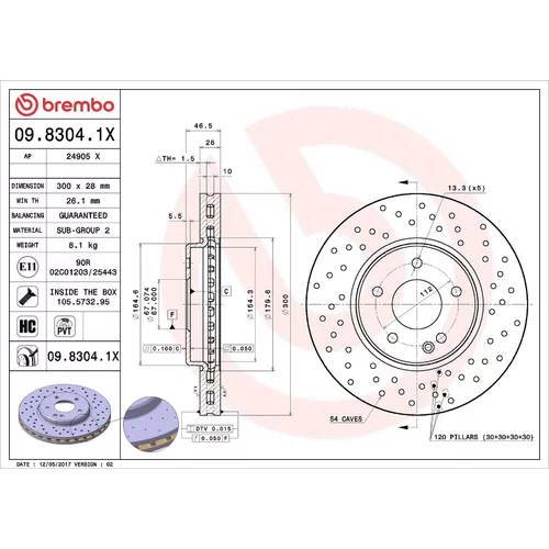 Brzdový kotúč BREMBO 09.8304.1X