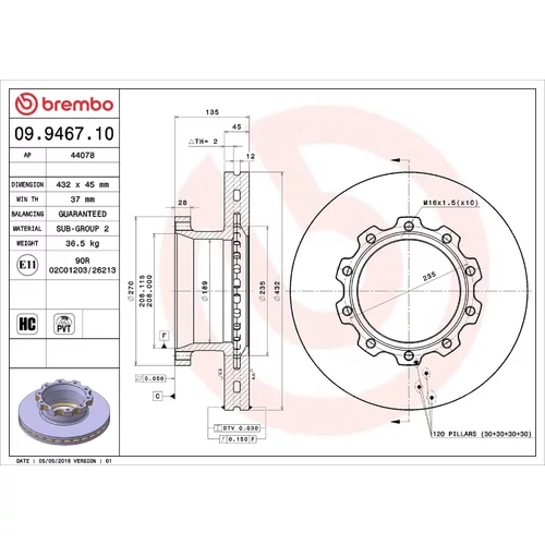 Brzdový kotúč BREMBO 09.9467.10