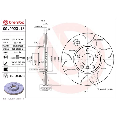 Brzdový kotúč BREMBO 09.9923.1S