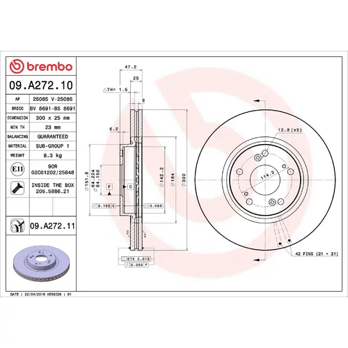 Brzdový kotúč BREMBO 09.A272.11