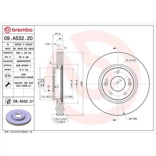 Brzdový kotúč BREMBO 09.A532.21