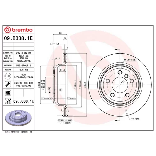 Brzdový kotúč BREMBO 09.B338.1E