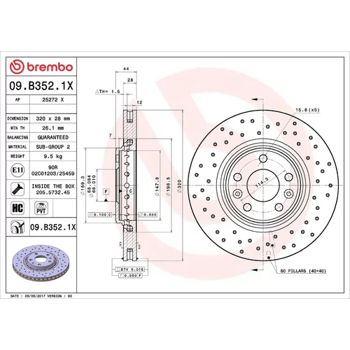 Brzdový kotúč BREMBO 09.B352.1X