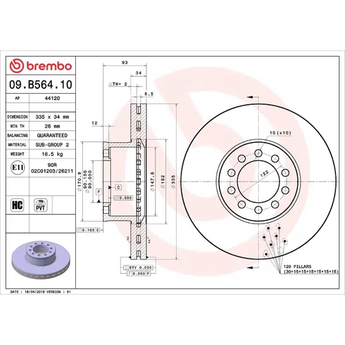 Brzdový kotúč BREMBO 09.B564.10