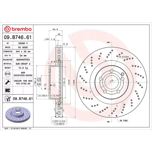 Brzdový kotúč BREMBO 09.B746.61
