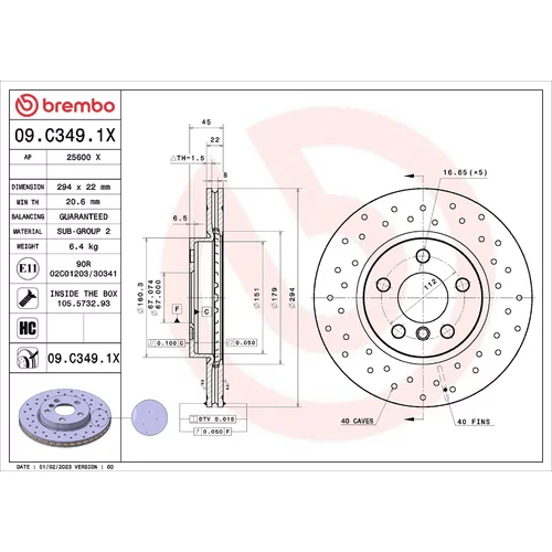 Brzdový kotúč BREMBO 09.C349.1X