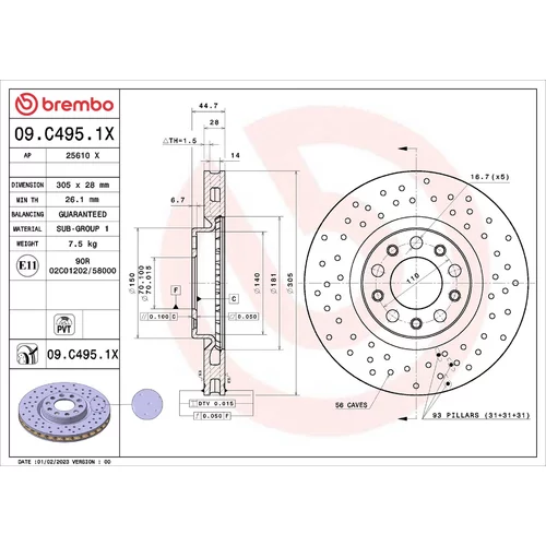 Brzdový kotúč BREMBO 09.C495.1X