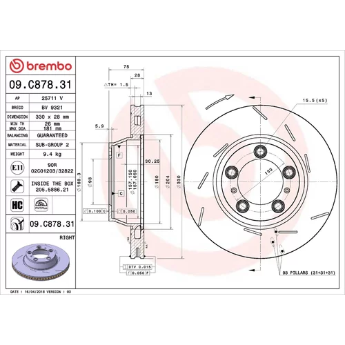 Brzdový kotúč BREMBO 09.C878.31