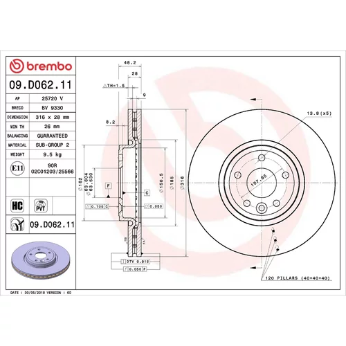 Brzdový kotúč BREMBO 09.D062.11