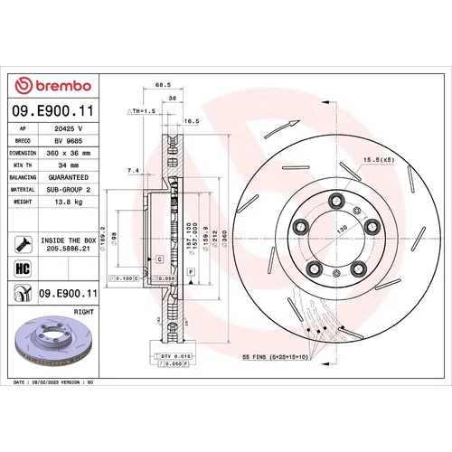 Brzdový kotúč BREMBO 09.E900.11