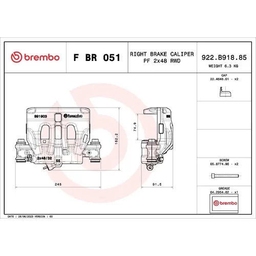 Brzdový strmeň F BR 051 /BREMBO/ - obr. 1