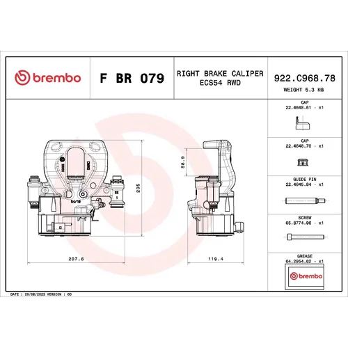 Brzdový strmeň F BR 079 /BREMBO/ - obr. 1