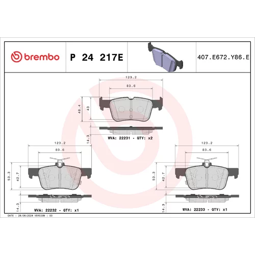 Sada brzdových platničiek kotúčovej brzdy BREMBO P 24 217E