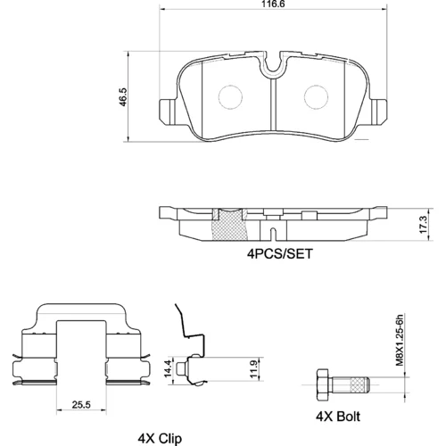 Sada brzdových platničiek kotúčovej brzdy BREMBO P 44 013X