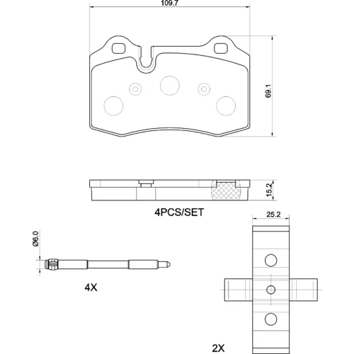 Sada brzdových platničiek kotúčovej brzdy BREMBO P 48 007