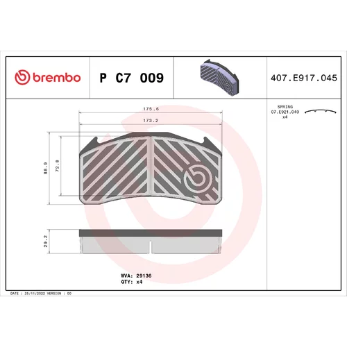 Sada brzdových platničiek kotúčovej brzdy BREMBO P C7 009