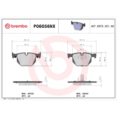 Sada brzdových platničiek kotúčovej brzdy BREMBO P06056NX