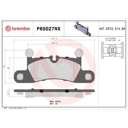 Sada brzdových platničiek kotúčovej brzdy BREMBO P65027NX
