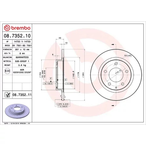 Brzdový kotúč BREMBO 08.7352.11