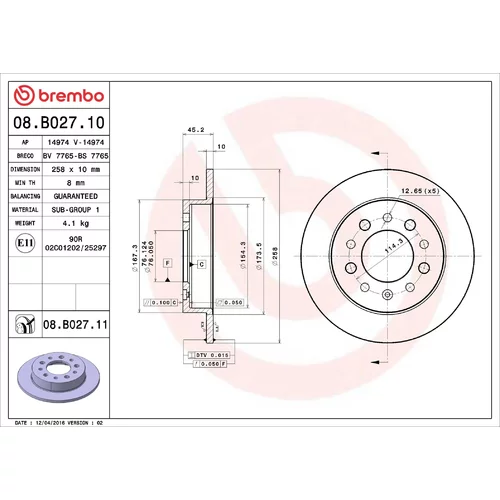 Brzdový kotúč BREMBO 08.B027.11