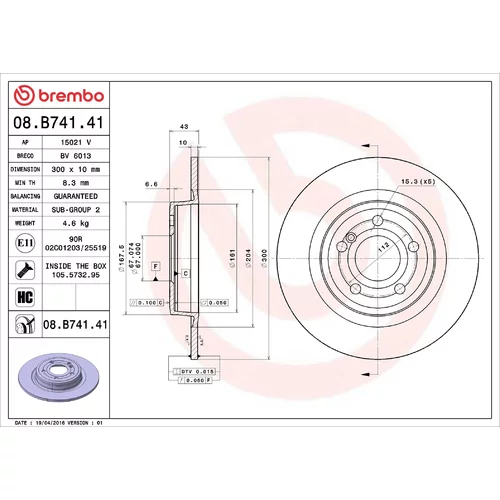 Brzdový kotúč BREMBO 08.B741.41