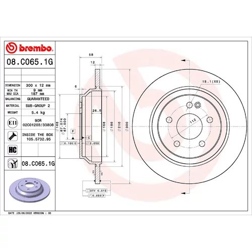 Brzdový kotúč BREMBO 08.C065.1G