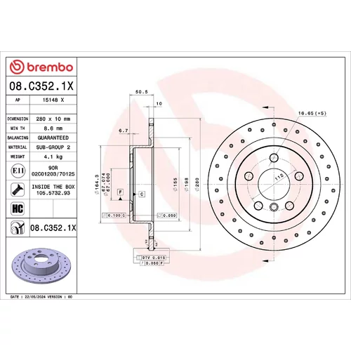 Brzdový kotúč BREMBO 08.C352.1X