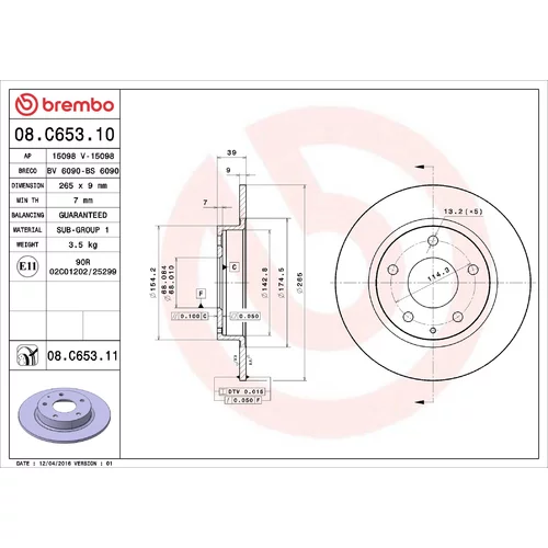 Brzdový kotúč BREMBO 08.C653.11