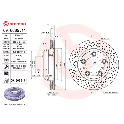 Brzdový kotúč BREMBO 09.6665.11