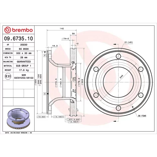 Brzdový kotúč BREMBO 09.6735.10