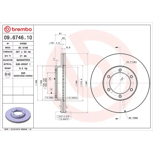 Brzdový kotúč BREMBO 09.6746.10