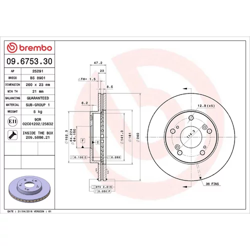 Brzdový kotúč BREMBO 09.6753.30