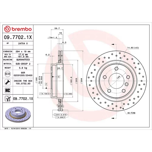 Brzdový kotúč BREMBO 09.7702.1X