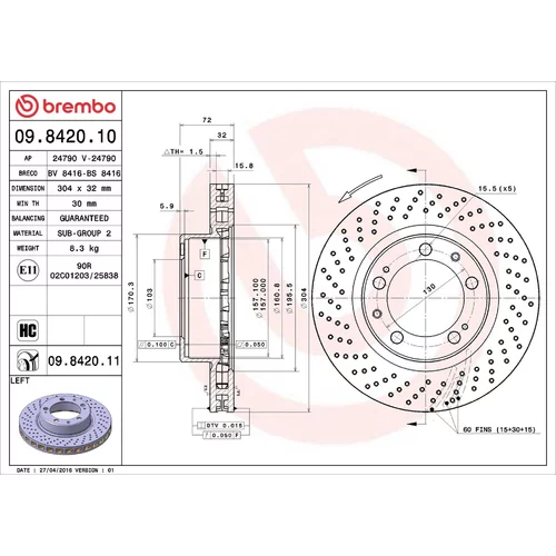 Brzdový kotúč BREMBO 09.8420.11