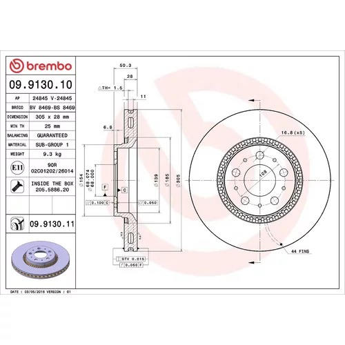 Brzdový kotúč BREMBO 09.9130.11