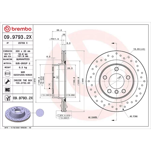 Brzdový kotúč BREMBO 09.9793.2X