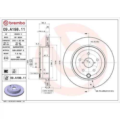 Brzdový kotúč BREMBO 09.A198.11
