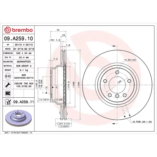 Brzdový kotúč BREMBO 09.A259.11