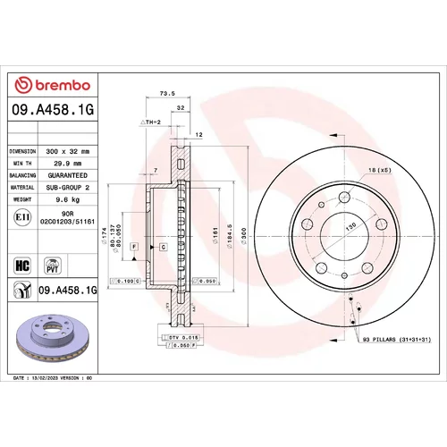 Brzdový kotúč BREMBO 09.A458.1G