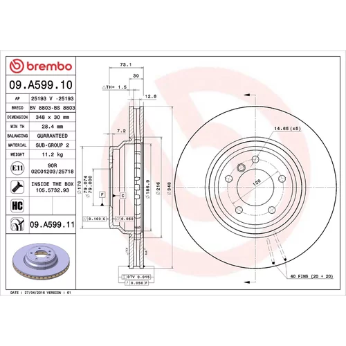 Brzdový kotúč BREMBO 09.A599.11