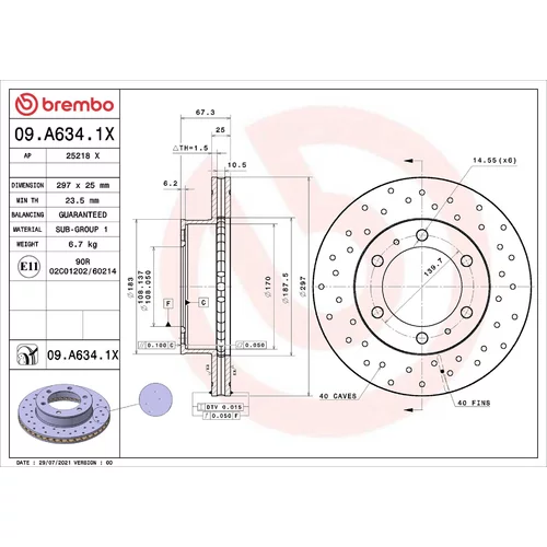 Brzdový kotúč BREMBO 09.A634.1X