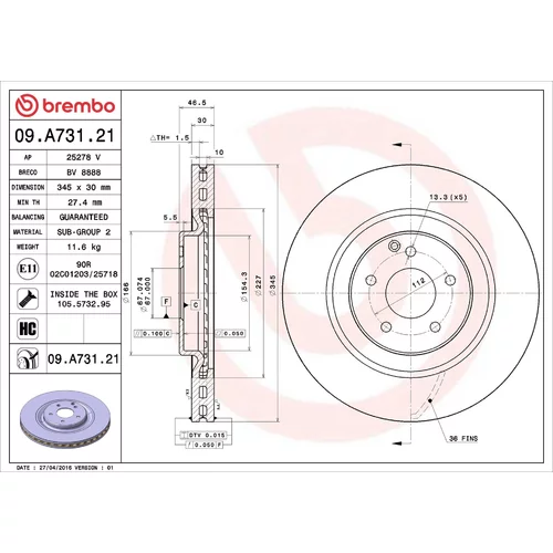Brzdový kotúč BREMBO 09.A731.21