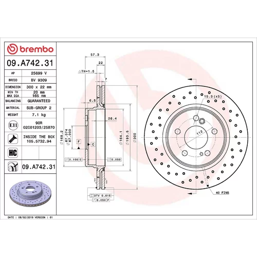 Brzdový kotúč BREMBO 09.A742.31