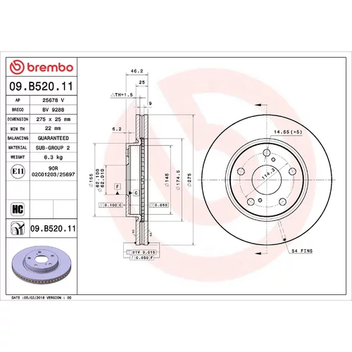 Brzdový kotúč BREMBO 09.B520.11