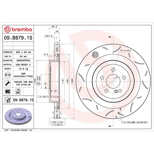 Brzdový kotúč BREMBO 09.B879.1S