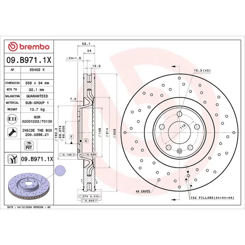 Brzdový kotúč BREMBO 09.B971.1X