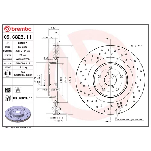 Brzdový kotúč BREMBO 09.C828.11